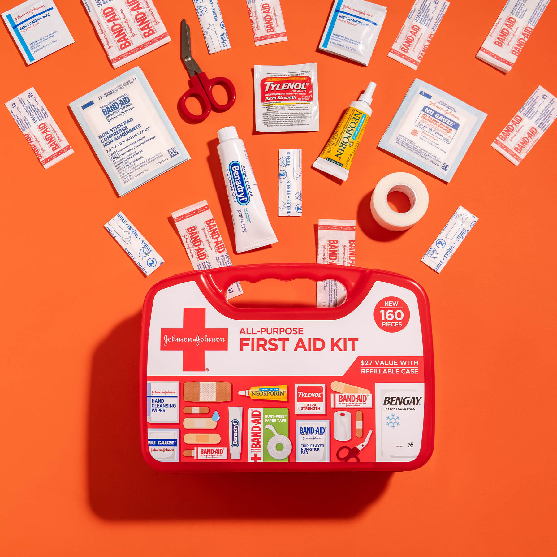 Johnson & Johnson all-purpose first aid kit 160 pieces refillable case